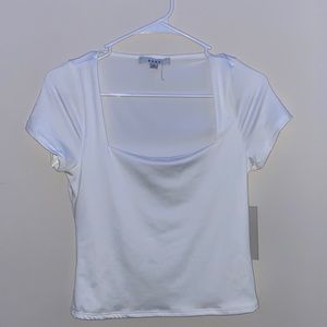 NWT white silk square neck tee